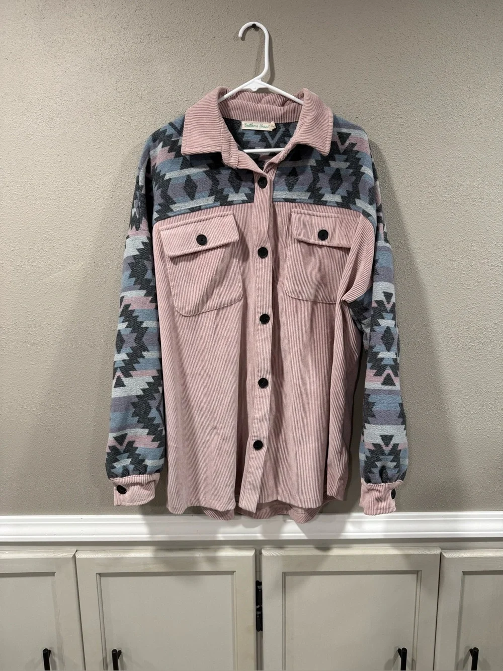 Pink Corduroy & Aztec Pattern Shacket - Picture 2 of 5
